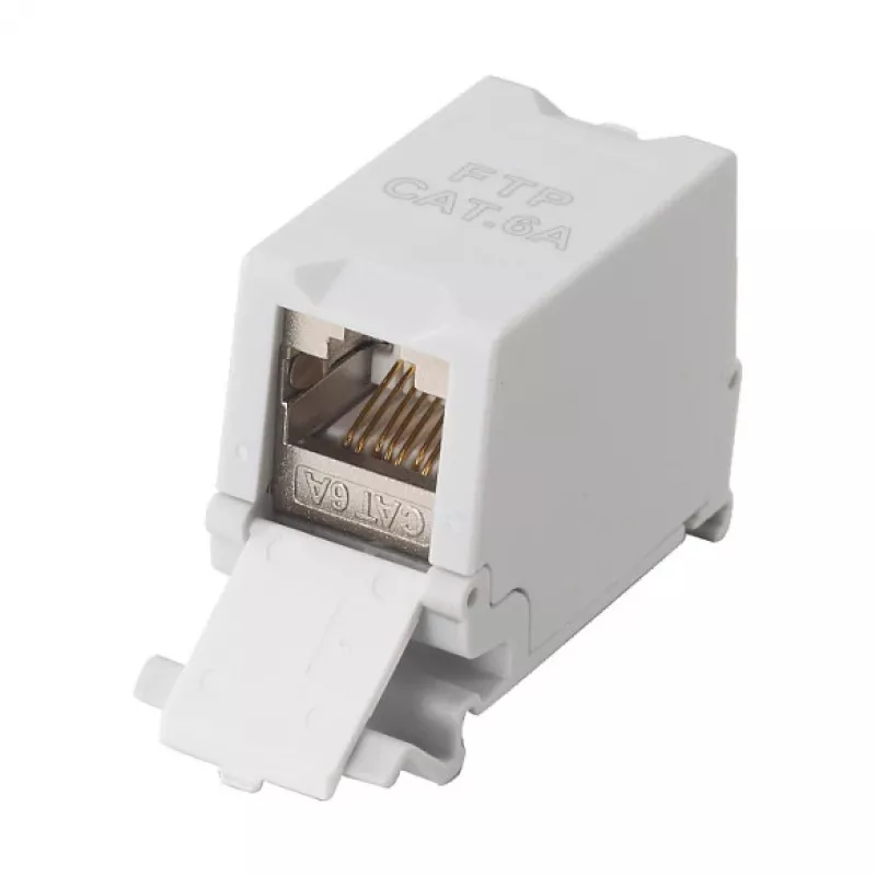 Equip Cat6A suojattu Keystone-liitin 1xRJ45 DIN-kisko harmaa