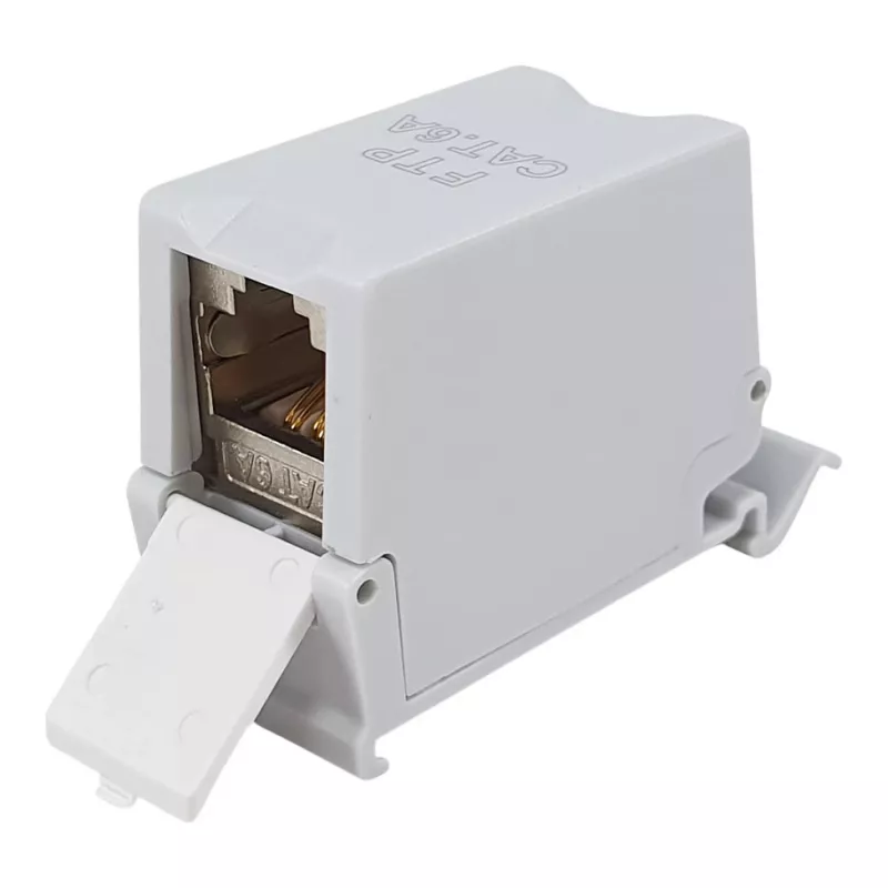 Equip Cat6A suojattu Keystone-liitin 1xRJ45 DIN-kisko harmaa