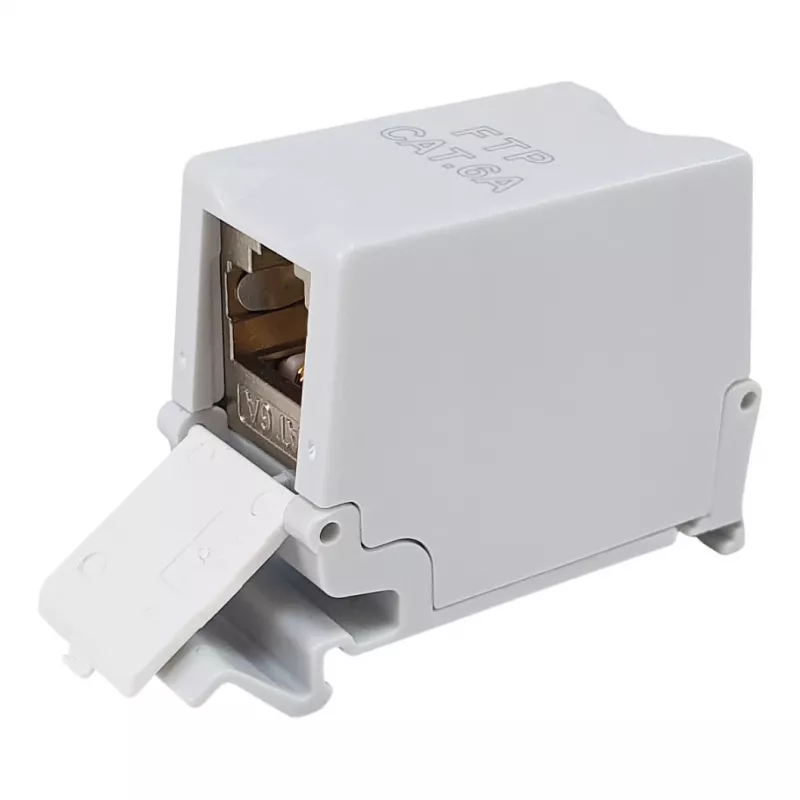 Equip Cat6A suojattu Keystone-liitin 1xRJ45 DIN-kisko harmaa