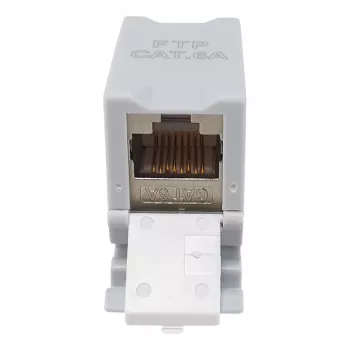 Equip Cat6A suojattu Keystone-liitin 1xRJ45 DIN-kisko harmaa