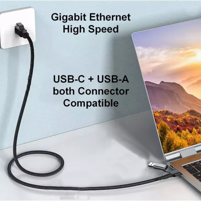 Equip GigaBit USB-C+A - RJ45-adapteri, musta