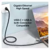 Equip Gigabit USB-C / USB-A - RJ45 Ethernet-sovitin - musta