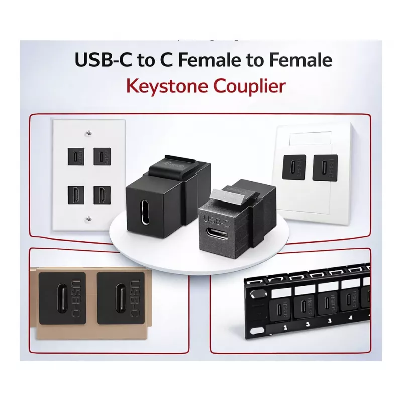 Equip USB-C Keystone -liitin, USB 3.2 Gen 2, USB-C naaras-naaras, musta