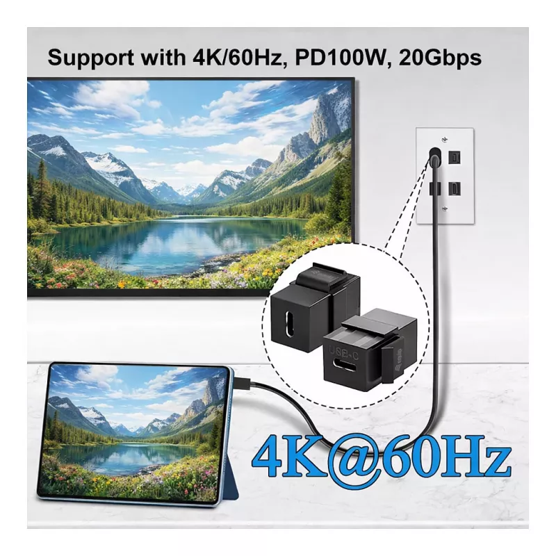 Equip USB-C Keystone -liitin, USB 3.2 Gen 2, USB-C naaras-naaras, musta