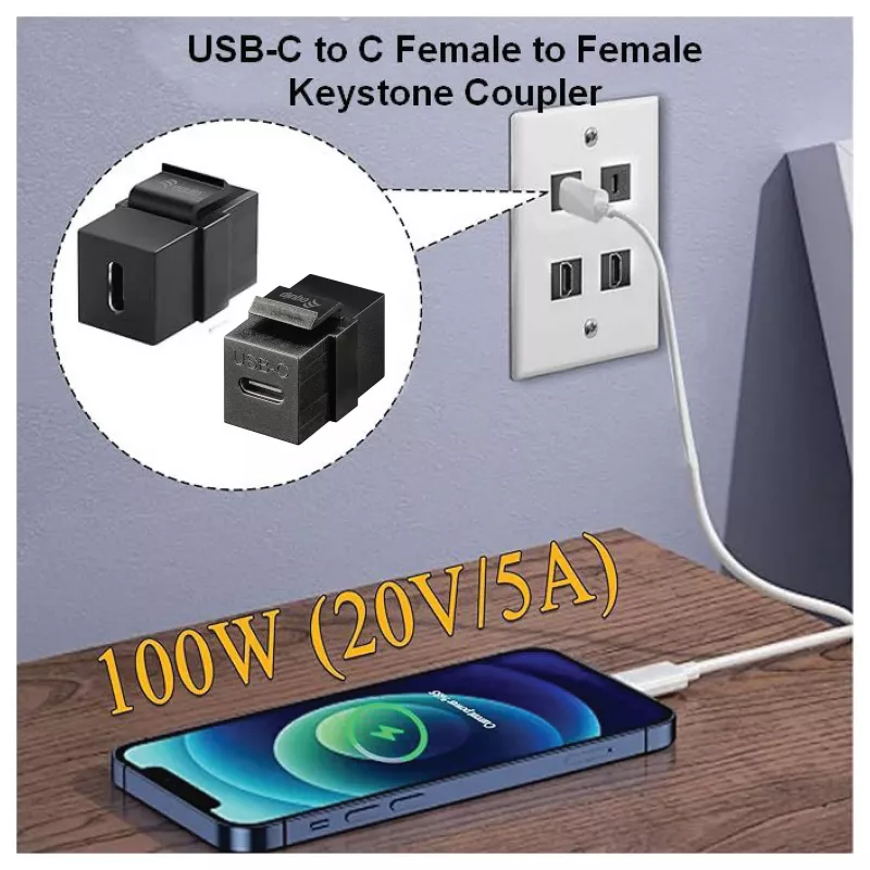 Equip USB-C Keystone -liitin, USB 3.2 Gen 2, USB-C naaras-naaras, musta