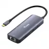EQUIP USB-C-moniporttisovitin, 2x HDMI, RJ45, 2x USB-A, USB-C PD 100W, harmaa