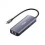 EQUIP USB-C-moniporttisovitin, 2x HDMI, RJ45, 2x USB-A, USB-C PD 100W, harmaa