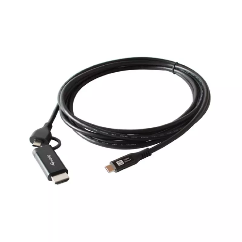 EQUIP USB-C - USB-C + HDMI -adapteri 100W Power Delivery, 4K 60Hz, 3m alumiini