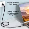 Equip USB-C + USB-A - RJ45 gigabit ethernet -sovitin, 5 m, musta