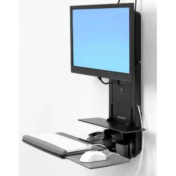 Ergotron Sit-Stand Vertical Lift, Patient Room - asennussarja (rannetuki, hiiriteline, pystysuuntainen säätökisko, viivakoodinlukijan pidike, näppäimistötaso, monitorivarsi, ulosvedettävä hiiritaso)