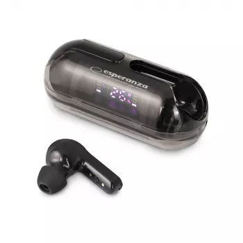 Esperanza EH239K True Wireless Stereo Bluetooth in-ear-kuulokkeet latauskotelolla, kosketusohjauksella, sisäänrakennetulla mikrofonilla, musta