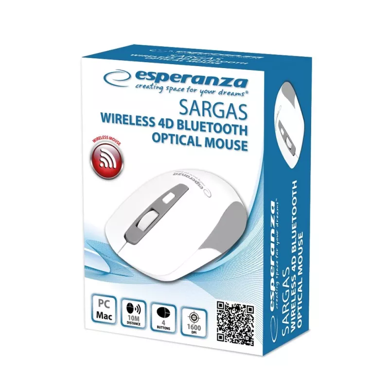 Esperanza EM130W langaton Bluetooth 4D -hiiri, valkoinen