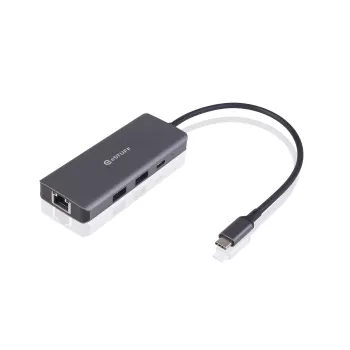 ESTUFF ES623013 USB-C 6-in-1 mobiilikeskitin, 4K HDMI, 2x USB-A, 100W PD, alumiini, harmaa