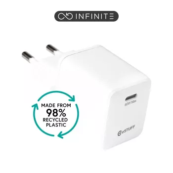 ESTUFF INFINITE (GRS) 20W USB-C PD -laturi – valkoinen