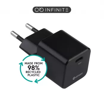 ESTUFF INFINITE (GRS) USB-C-laturi 20W PD 3.0 EU-pistoke valkoinen