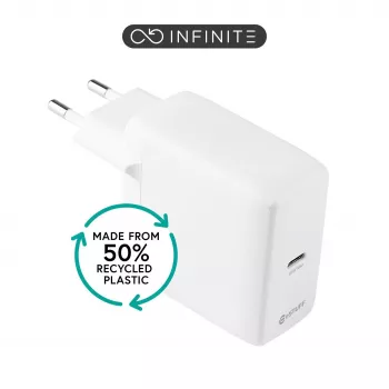 ESTUFF INFINITE (GRS) USB-C-laturi – 20W seinälaturi Power Delivery 3.0 & Quick Charge 3.0, valkoinen