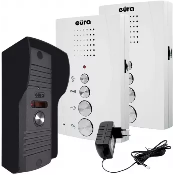 EURA ADP-51A3 DIFESA 1 perheen audio-ovisummeri 2 luurilla, valkoinen