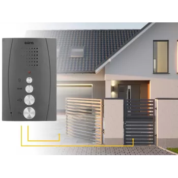 EURA ADP-51A3 DIFESA äänikäyttöinen ovipuhelinsarja - 1 perhe, 2 puhelinta, intercom, grafiitti