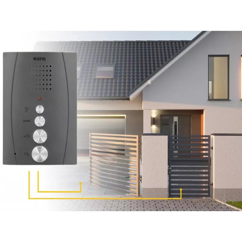 EURA ADP-51A3 DIFESA äänikäyttöinen ovipuhelinsarja - 1 perhe, 2 puhelinta, intercom, grafiitti
