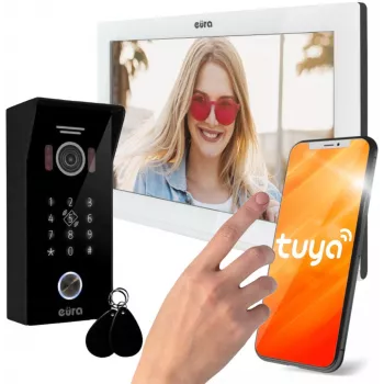 EURA VDP-99C5 videopuhelinjärjestelmä, 7 tuuman kosketusnäyttö, WiFi, RFID, Tuya, valkoinen