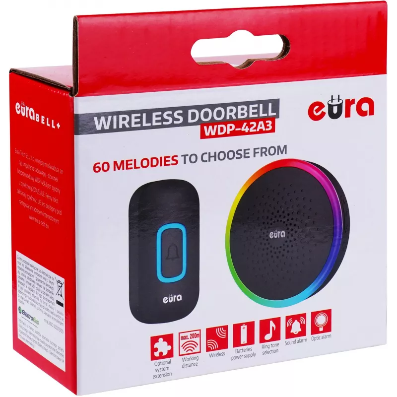 EURA WDP-42A3 langaton ovikello - musta