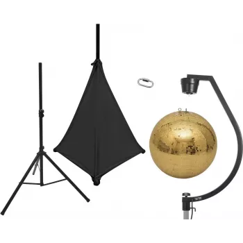 EUROLITE 50cm kultainen peilipallosarja jalustalla ja mustalla venytyssuojuksella 20000707