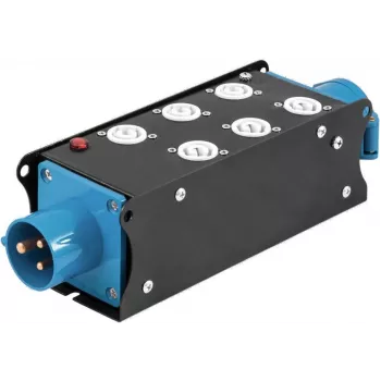 EUROLITE SAB-62X 19 inch 2U 3-vaiheinen virranjakaja 6 Schuko-pistorasialla, 16A CEE-tulo, 11kW 60003755