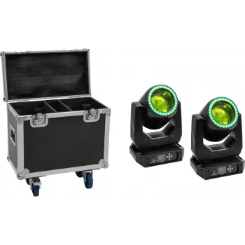 EUROLITE setti 2x LED TMH-B120 Hypno Moving-Head Beam + flightcase pyörillä