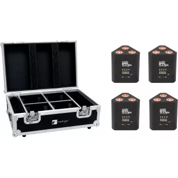 EUROLITE Set 4x AKKU TL-3 QCL RGB+UV Trusslight + kotelo lataustoiminnolla 20000854