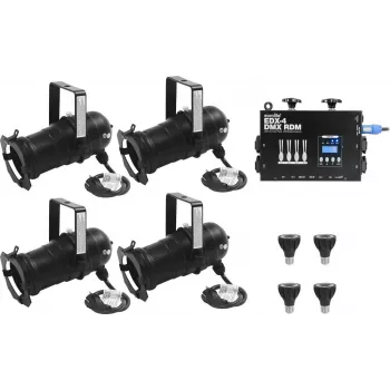 EUROLITE sarja 4x PAR-20 Spot sw dim2warm + EDX-4 DMX RDM LED-himmenninpaketti (20000695)
