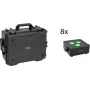 EUROLITE Set 8x AKKU IP Flat Light 3 musta IP65 LED-valonheitin trolley-laukulla