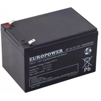 Europower EP12-12 12V 12Ah AGM-akku