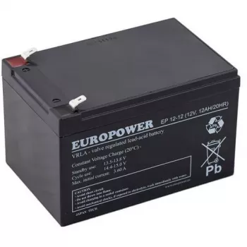 Europower EP12-12 12V 12Ah AGM-akku