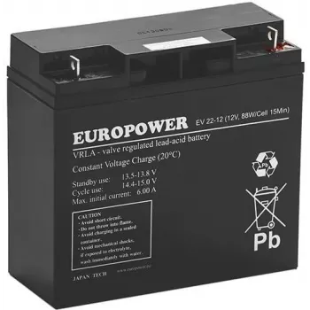 EUROPOWER EV Series AGM akku 12V 20Ah (C10) Deep Cycle VRLA