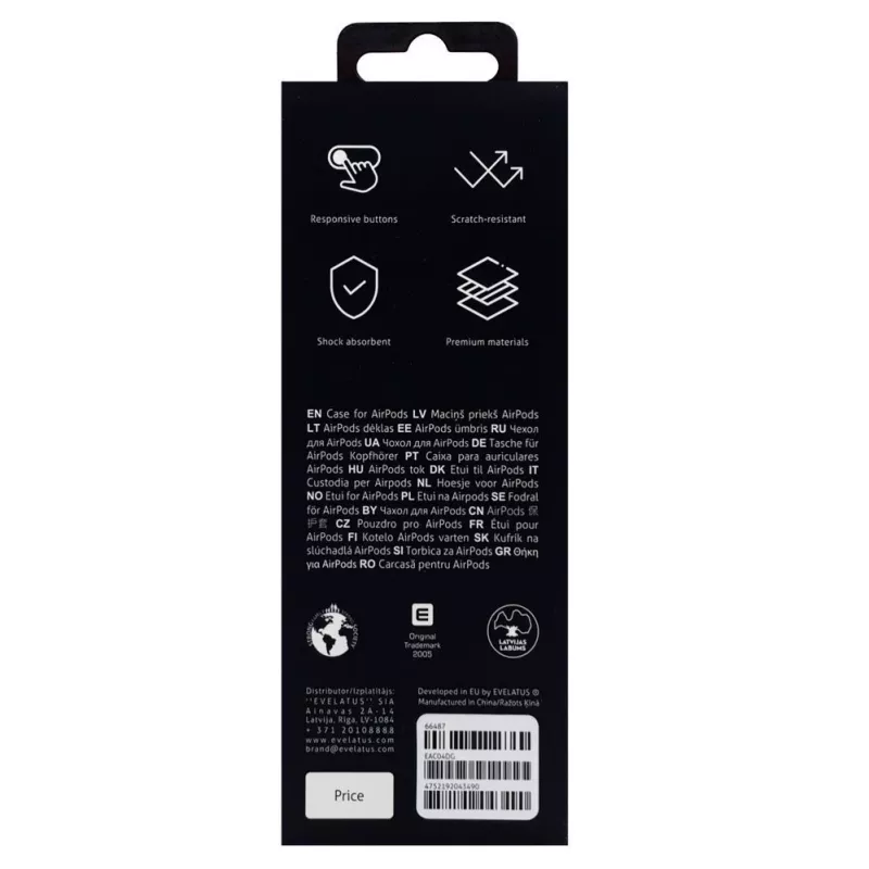 Evelatus Apple AirPods kuori EAC04 tummanharmaa