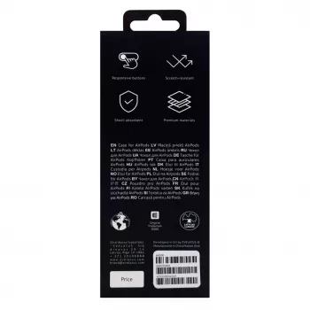 EVELATUS Apple AirPods -kotelo EAC05, valkoinen - silikoninen suojakotelo ja karabiinihaka