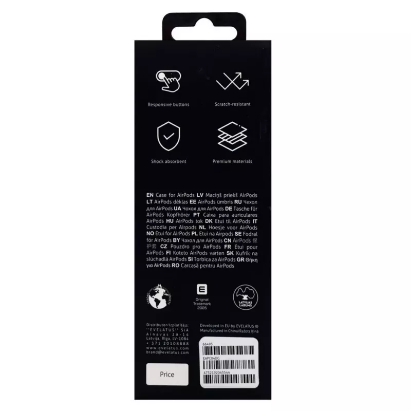 Evelatus Apple AirPods Pro kuori EAC04 tummanharmaa