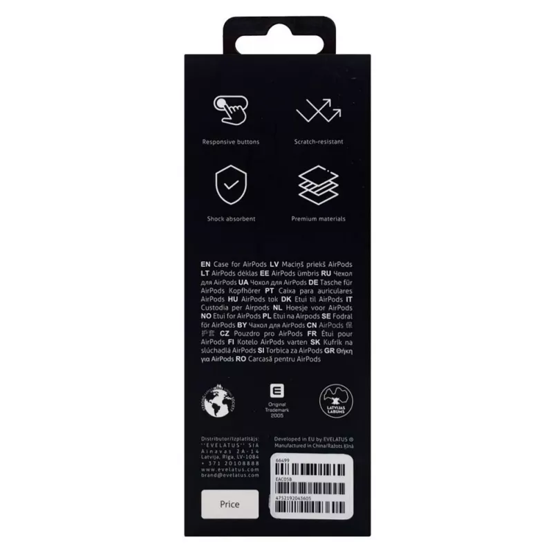 Evelatus Apple AirPods Pro kotelo EAC05 musta