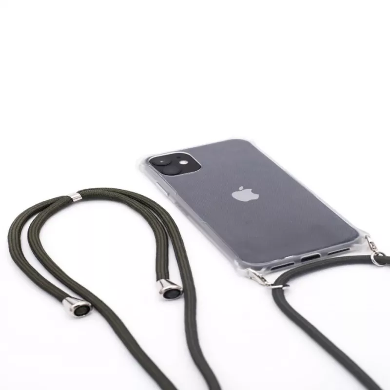 Evelatus Apple iPhone 11 silikoninen läpinäkyvä kotelo kaulaketjulla TPU-hihna läpinäkyvä