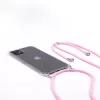 Evelatus Apple iPhone 11 silikoninen läpinäkyvä kotelo kaulanauhalla TPU-nauha läpinäkyvä pinkki