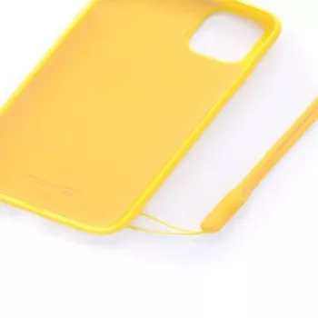 Evelatus Apple iPhone 11 Soft Touch -silikonikuori kantohihnalla, keltainen