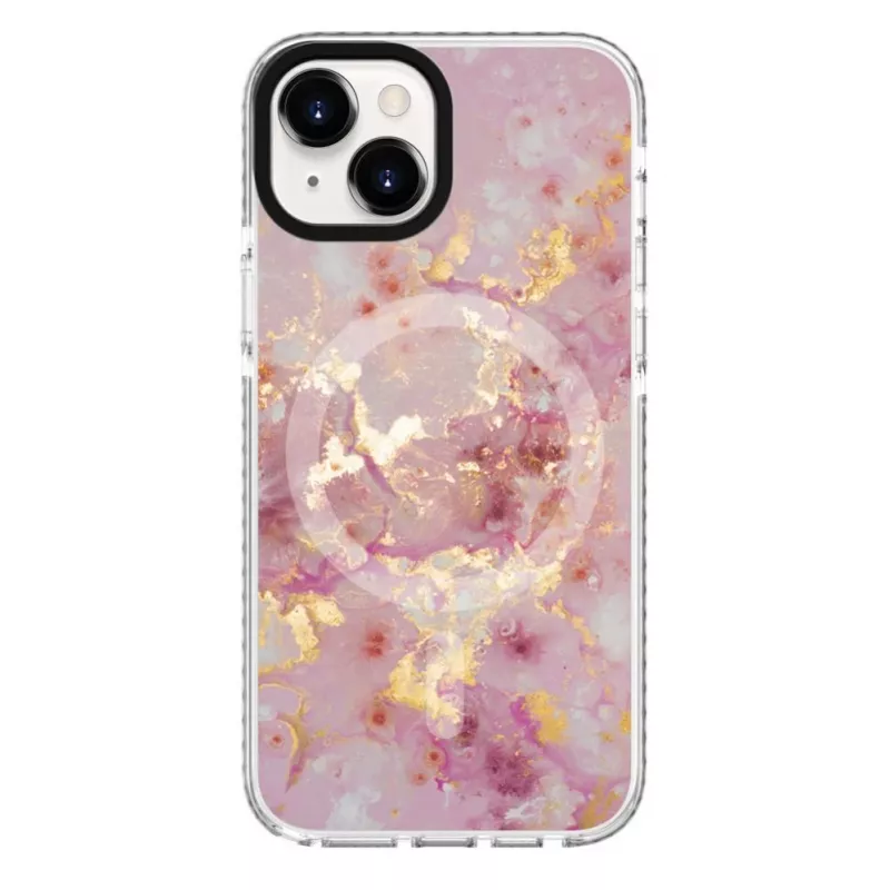 Evelatus Apple iPhone 15 PC+TPU-kotelo MagSafe-yhteensopiva – marmori roosa