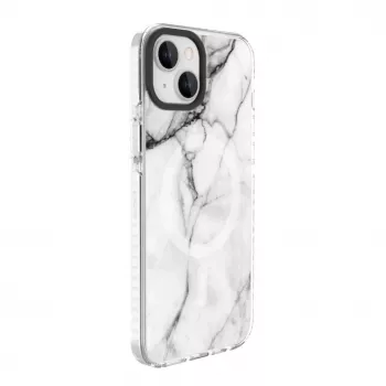 Evelatus Apple iPhone 15 Plus PC+TPU -kotelo MagSafe-yhteensopiva – Custom Marble White