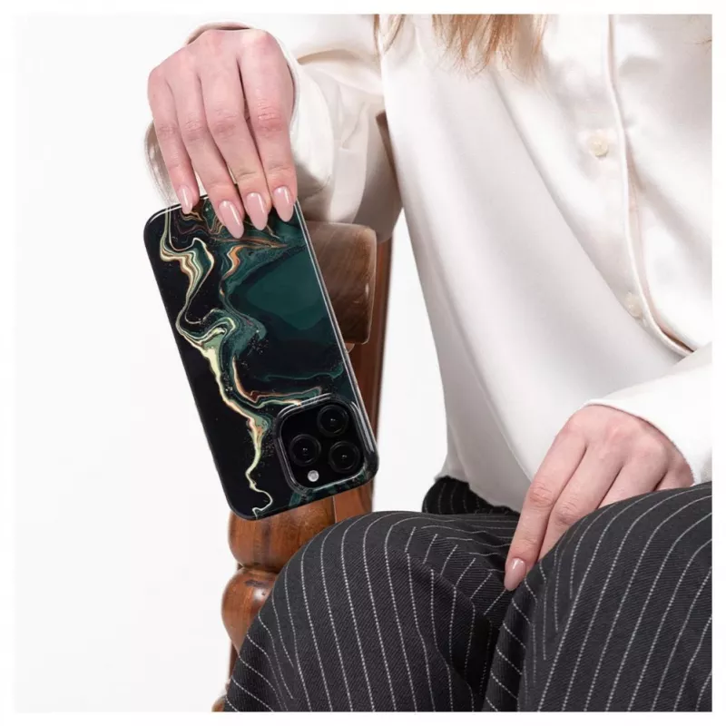 Evelatus Apple iPhone 15 Pro PC-kotelo Custom Print Marble Dark Green