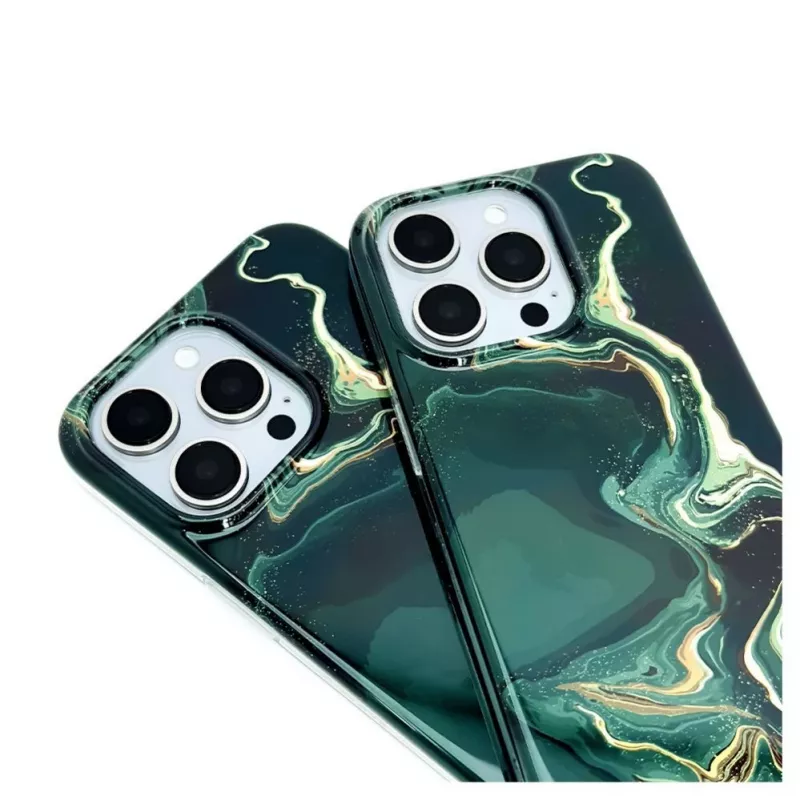 Evelatus Apple iPhone 15 Pro PC-kotelo Custom Print Marble Dark Green