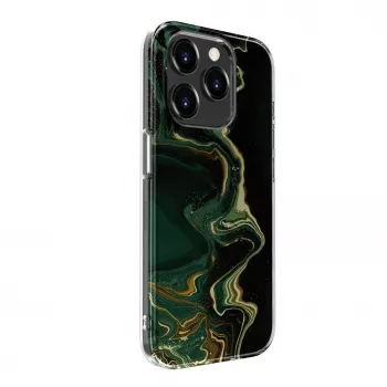 Evelatus Apple iPhone 15 Pro PC-kotelo Custom Print Marble Dark Green