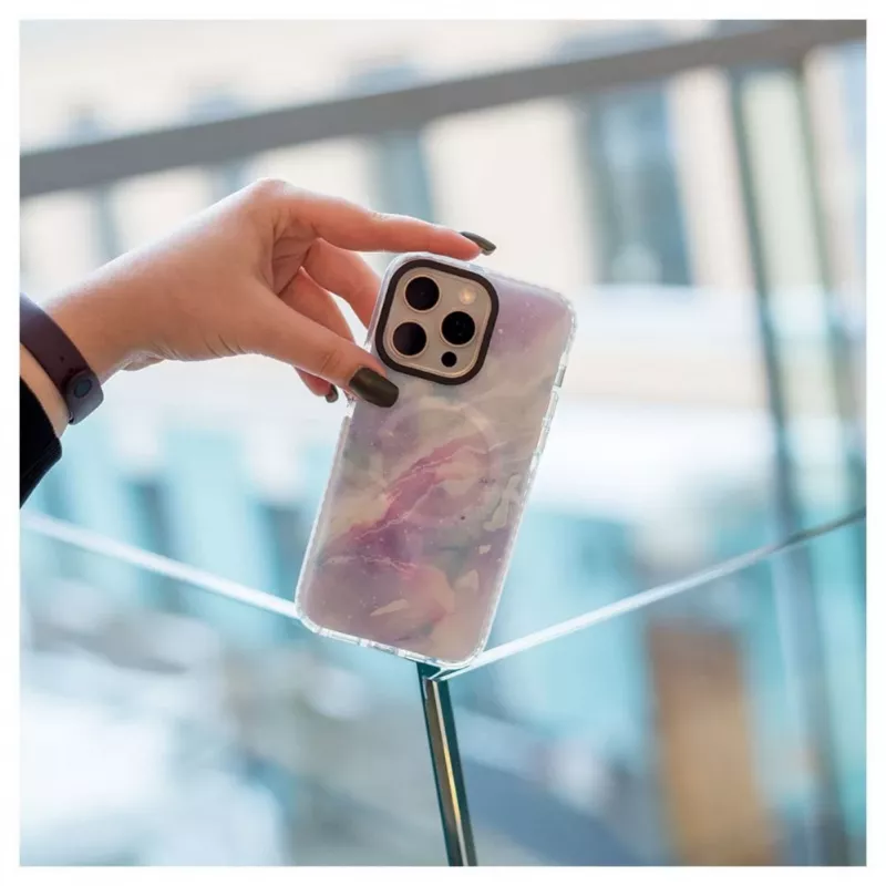 Evelatus Apple iPhone 15 Pro PC+TPU-kotelo MagSafe-yhteensopiva – marmori violetti