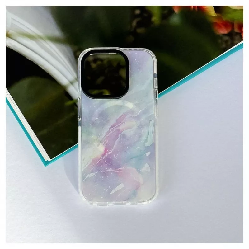 Evelatus Apple iPhone 15 Pro PC+TPU-kotelo MagSafe-yhteensopiva – marmori violetti