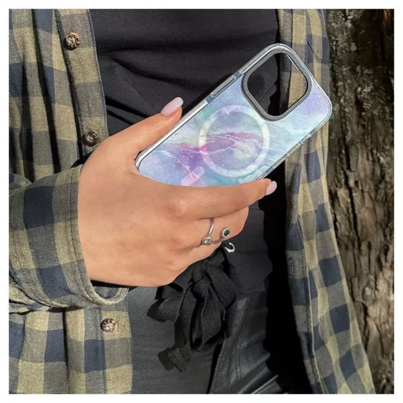 Evelatus Apple iPhone 15 Pro PC+TPU-kotelo MagSafe-yhteensopiva – marmori violetti