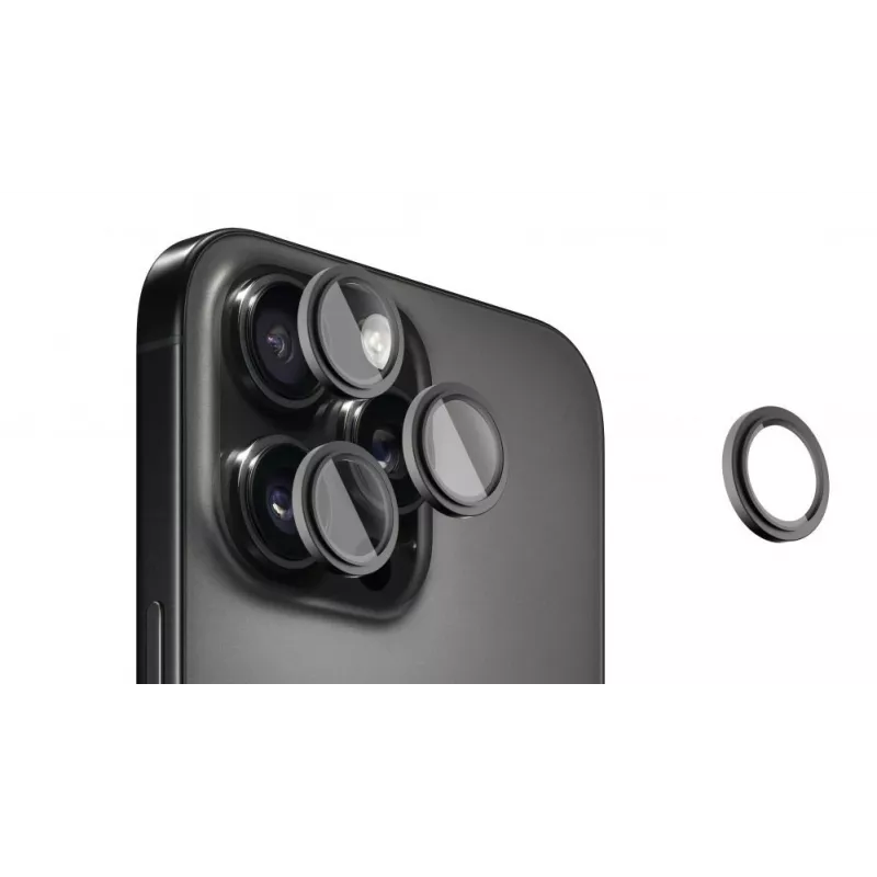 Evelatus Apple iPhone 16 Pro / 16 Pro Max kameralinssin suojus Armor Black Titanium
